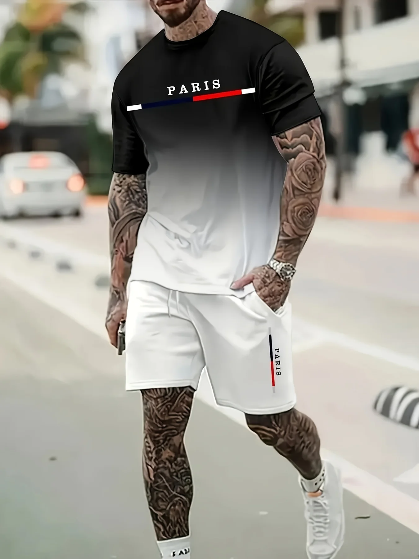 Crew Neck Short Sleeve T-Shirt and Pocket Drawstring Shorts, Crew Neck Knitted, Microelastic, Regular Summer Outdoor Suit
Crew Neck Short Sleeve T-Shirt and Pocket Drawstring Shorts, Crew Neck Knitted, Microelastic, Regular Summer Outdoor Suit