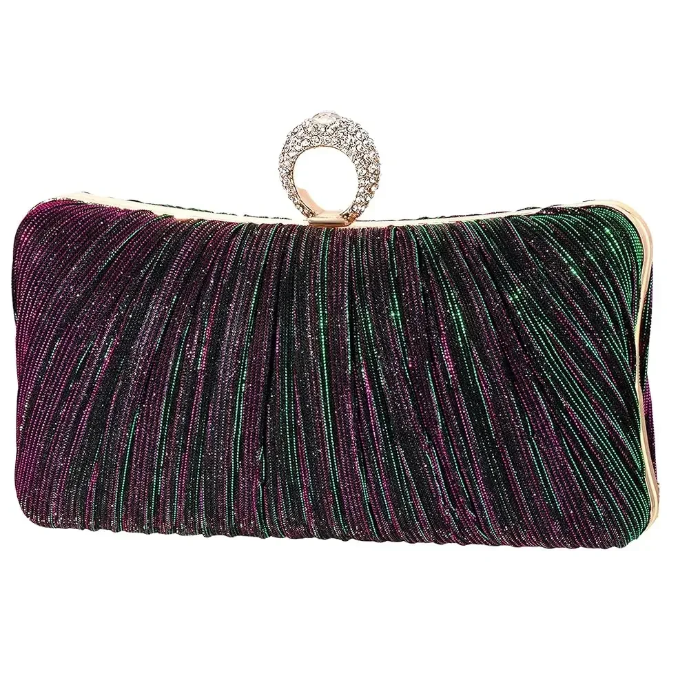 Free ShippingWomens Golden Glitter Clutch Purse Pleated Evening Bag for Bridal Wedding Party with Rhinestone Ring
Free ShippingWomens Golden Glitter Clutch Purse Pleated Evening Bag for Bridal Wedding Party with Rhinestone Ring