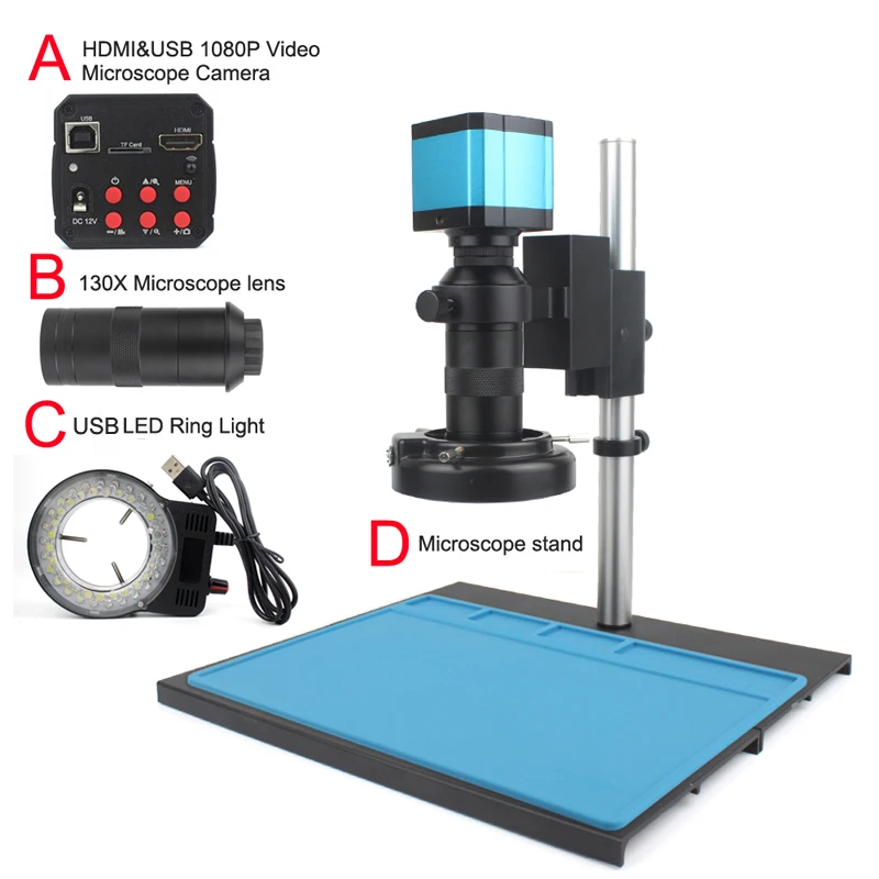 HDMI USB Digital Video Monocular Microscope Camera Continus Zoom 130X C-Mount Lens Soldering Mobile Phone Repair Tools
HDMI USB Digital Video Monocular Microscope Camera Continus Zoom 130X C-Mount Lens Soldering Mobile Phone Repair Tools