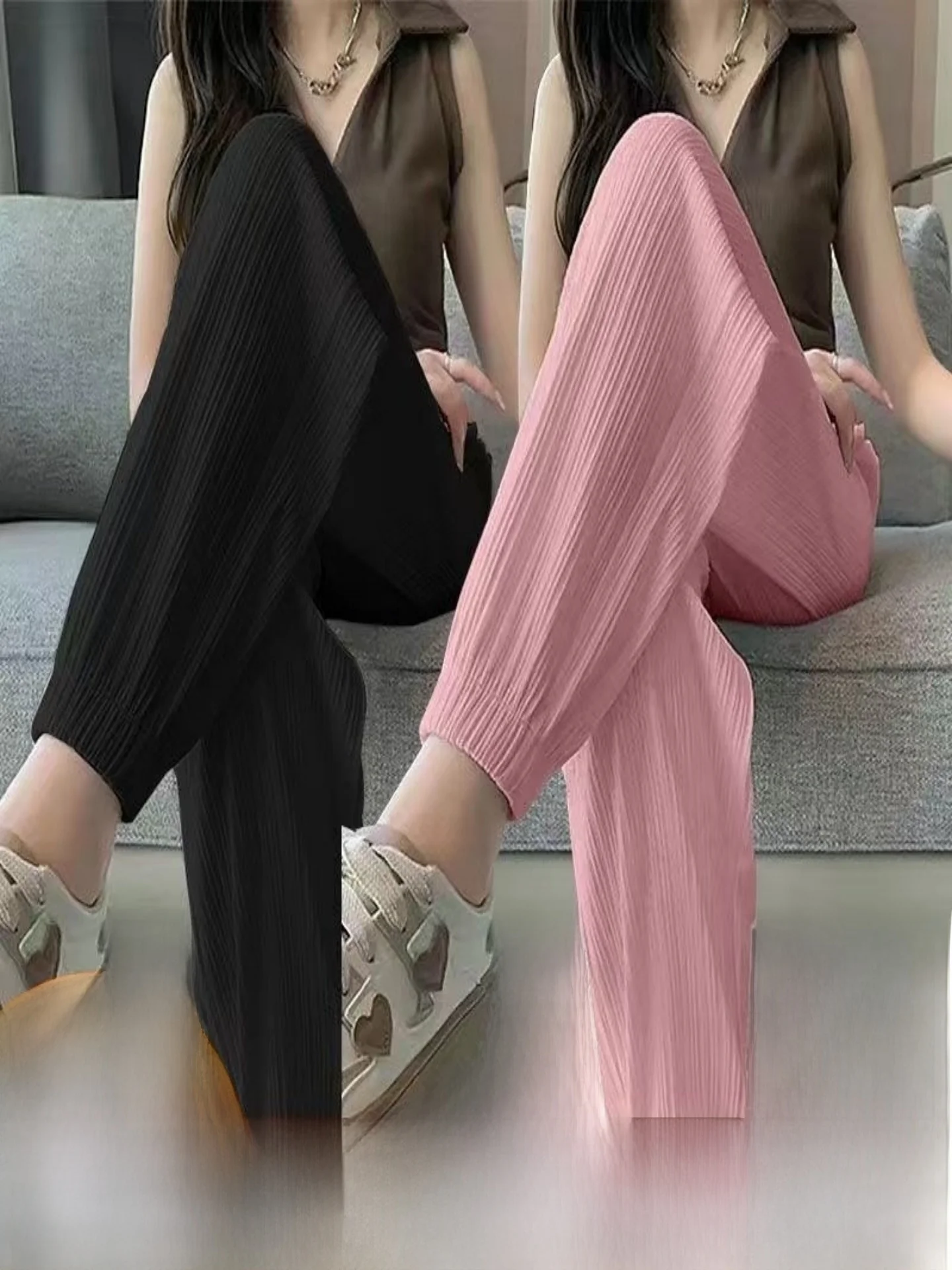 Ice Silk Sun Protection Loose Casual Thin Summer Lantern Pants High Waist Slimming Drapey Harlan Women's Trousers
Ice Silk Sun Protection Loose Casual Thin Summer Lantern Pants High Waist Slimming Drapey Harlan Women's Trousers