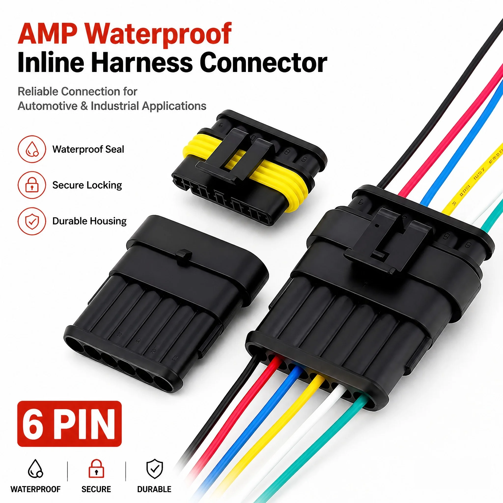 6 Pin Automotive Waterproof Connector DJ7061-1.5-11/21 Plug Socket Set with 18AWG 15cm Cables for Car Motorcycle Wire Repair
6 Pin Automotive Waterproof Connector DJ7061-1.5-11/21 Plug Socket Set with 18AWG 15cm Cables for Car Motorcycle Wire Repair