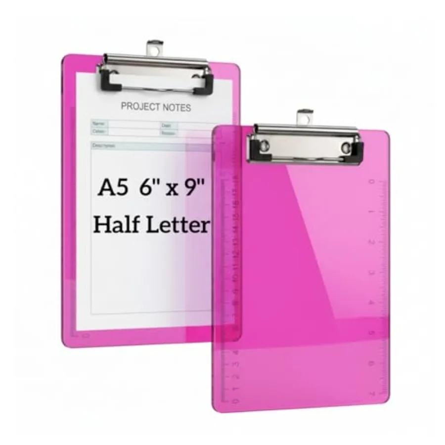 2 PCS Small Clipboards A5 6x9 Inch,Acrylic Mini Clipboard with Ruler, Transparent Memo Size Clip Boards, Half Letter Size Holde
2 PCS Small Clipboards A5 6x9 Inch,Acrylic Mini Clipboard with Ruler, Transparent Memo Size Clip Boards, Half Letter Size Holde