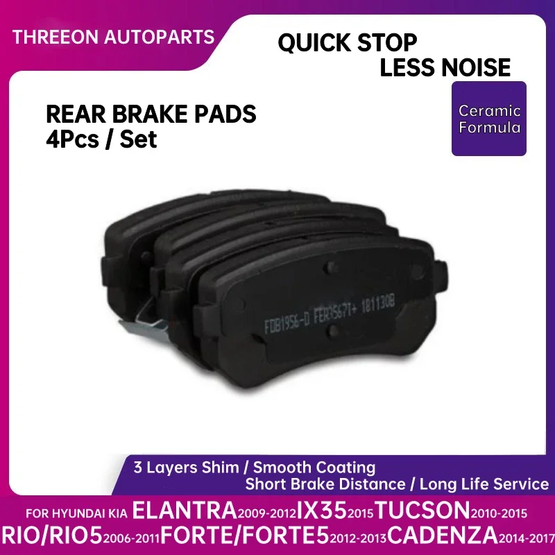 THREEON Rear Ceramic Brake Pads for KIA CADENZA 3.3L V6 2014-2017 SPORTAGE 2.0 2.4 3.3 RIO 1.6 583021GA00 583022LA00
THREEON Rear Ceramic Brake Pads for KIA CADENZA 3.3L V6 2014-2017 SPORTAGE 2.0 2.4 3.3 RIO 1.6 583021GA00 583022LA00