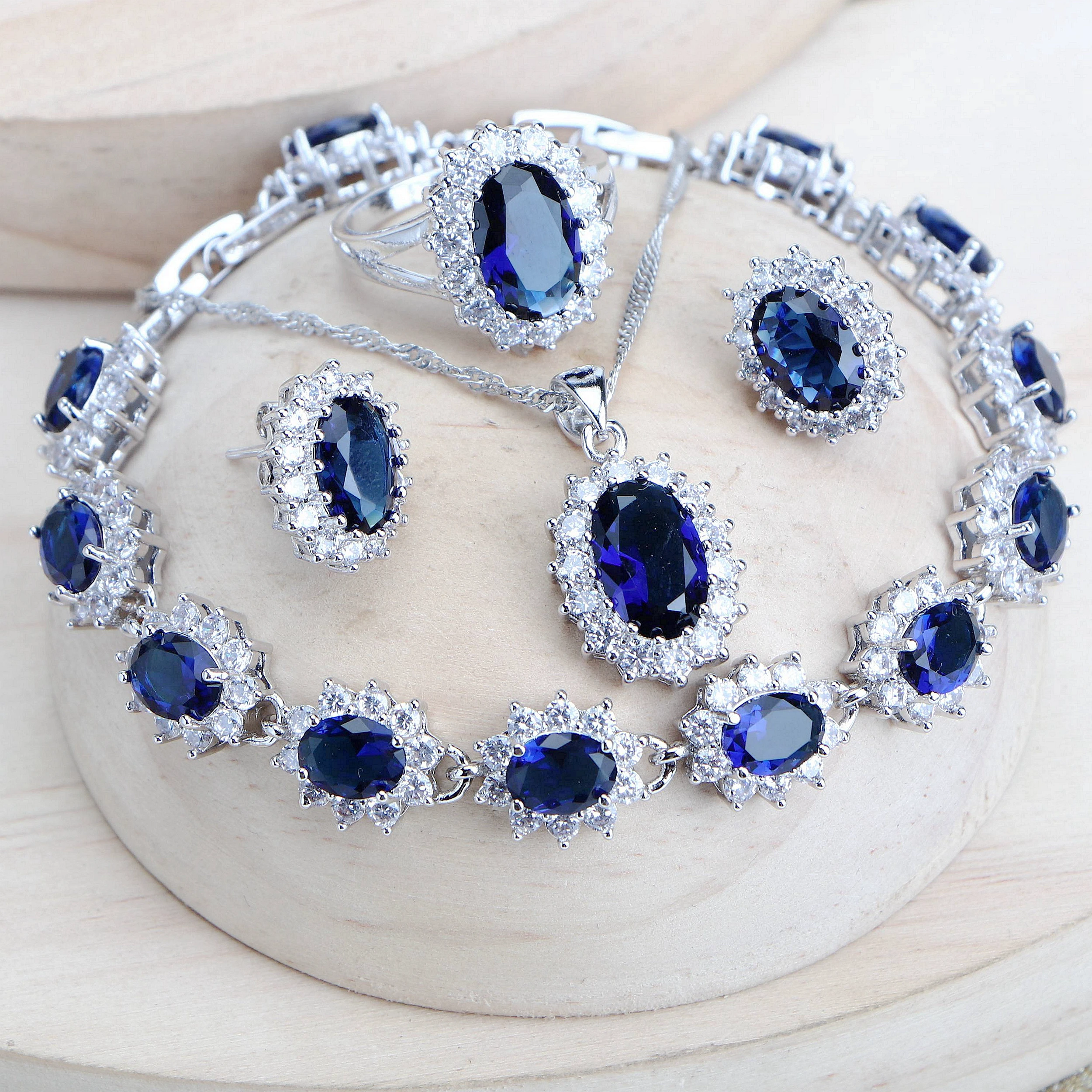 Women Bridal Jewelry Sets Blue Zirconia Costume Fine Jewellery Wedding Necklace Earrings Rings Bracelets Pendant Set
Women Bridal Jewelry Sets Blue Zirconia Costume Fine Jewellery Wedding Necklace Earrings Rings Bracelets Pendant Set