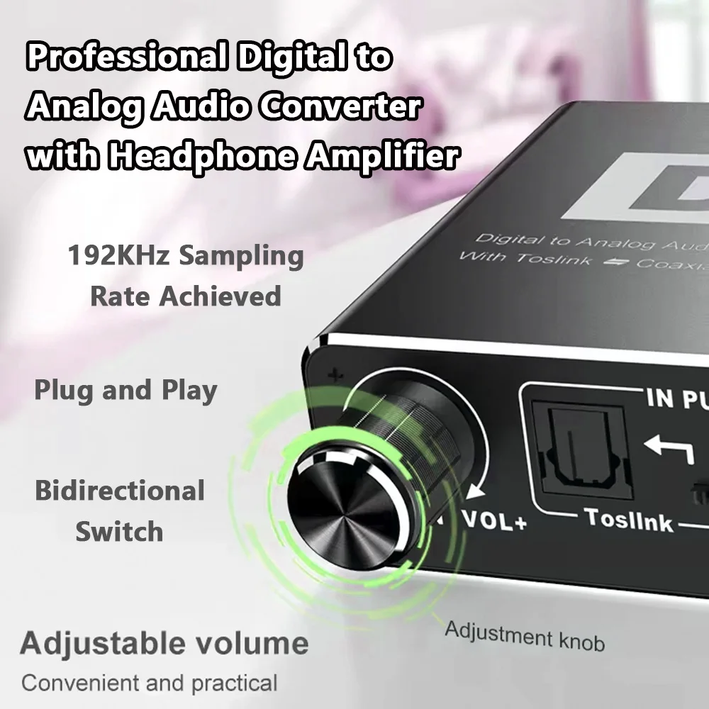 HIFI 192KHz DAC Digital to Analog Audio Converter with Headphone Amplifier & Toslink Coaxial Splitter
HIFI 192KHz DAC Digital to Analog Audio Converter with Headphone Amplifier & Toslink Coaxial Splitter