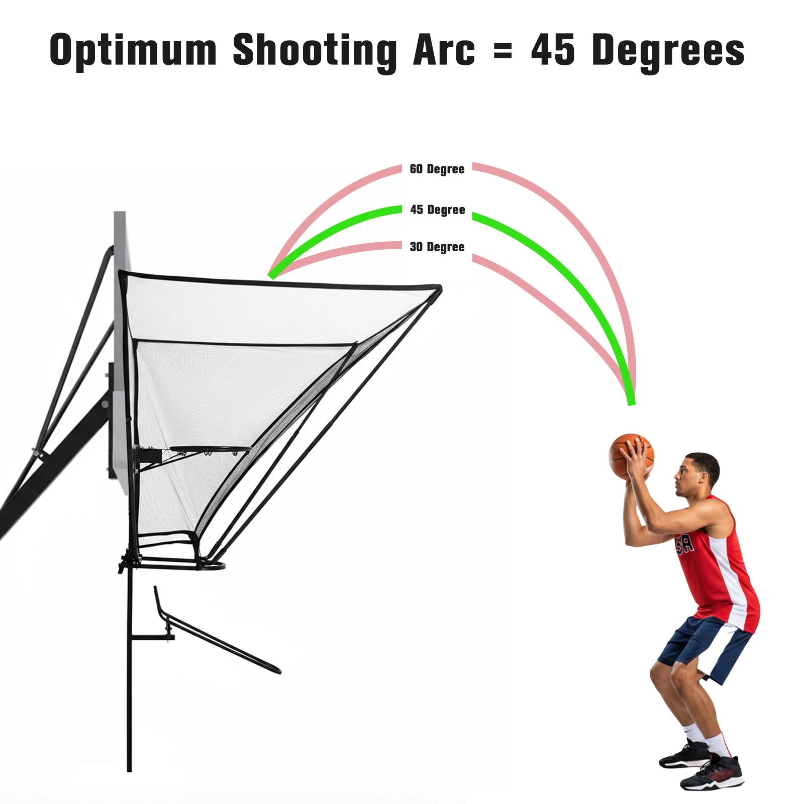 Sturdy Steel Frame Basketball Rebounder Attachment 180° Rotating Chute 45° Arc Return System for Court Inside Training Camp Prac
Sturdy Steel Frame Basketball Rebounder Attachment 180° Rotating Chute 45° Arc Return System for Court Inside Training Camp Prac