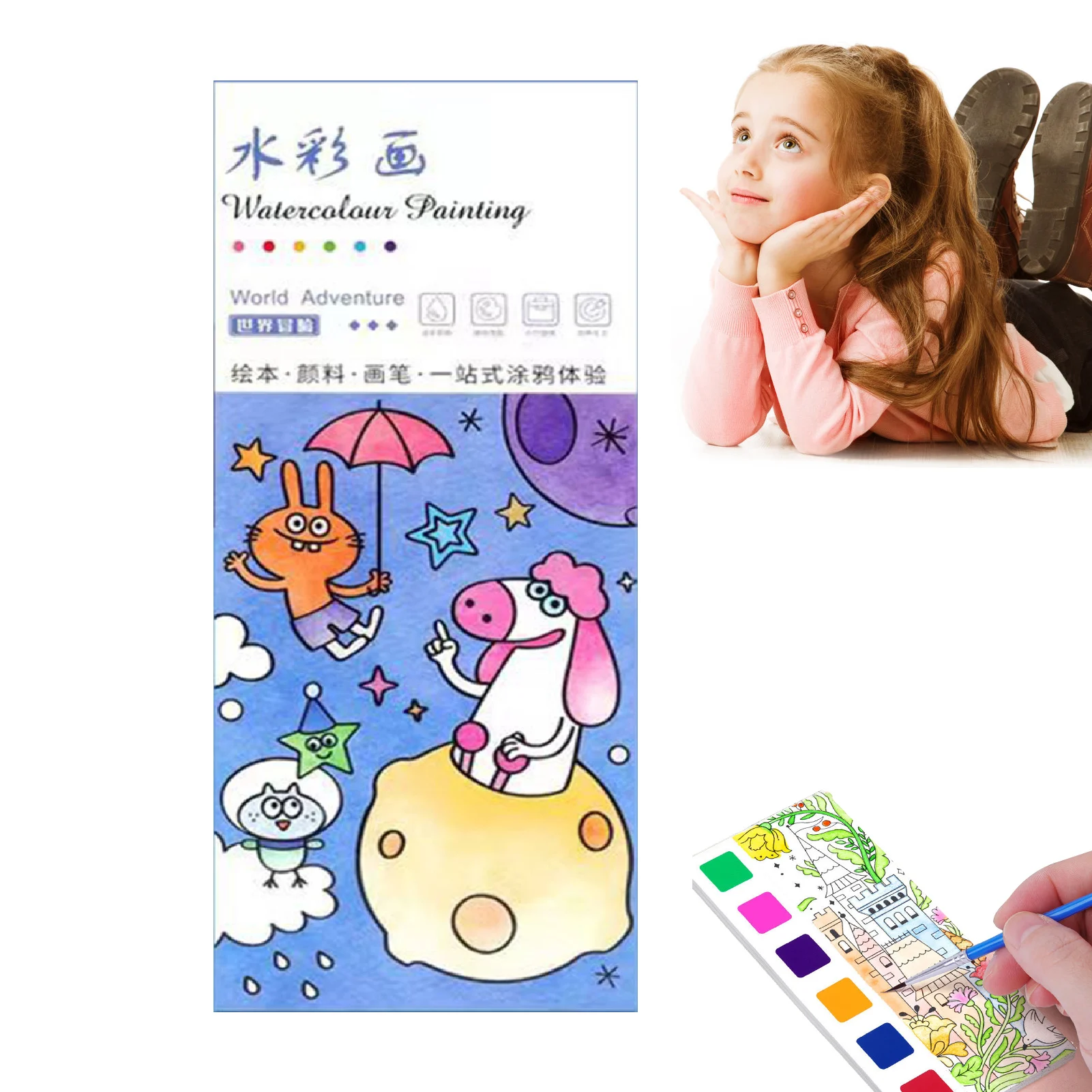 3 in 1 Watercolor Coloring Books Kit Portable Creative Watercolor Coloring Books for Children's Day Christmas Holiday Gifts
3 in 1 Watercolor Coloring Books Kit Portable Creative Watercolor Coloring Books for Children's Day Christmas Holiday Gifts