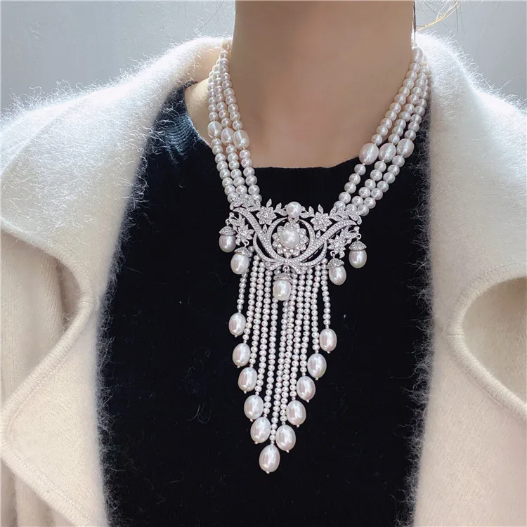 The natural pearl multi-strand necklace is a luxurious and bold statement piece
The natural pearl multi-strand necklace is a luxurious and bold statement piece
