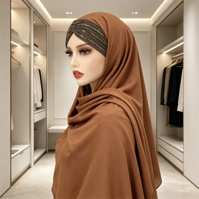 Muslim Women Khimar Sequin Hijab Cross Forehead Scarf Headwrap Ramadan Islamic Clothing Headscarf Amira Headband Turbante Mujer
Muslim Women Khimar Sequin Hijab Cross Forehead Scarf Headwrap Ramadan Islamic Clothing Headscarf Amira Headband Turbante Mujer