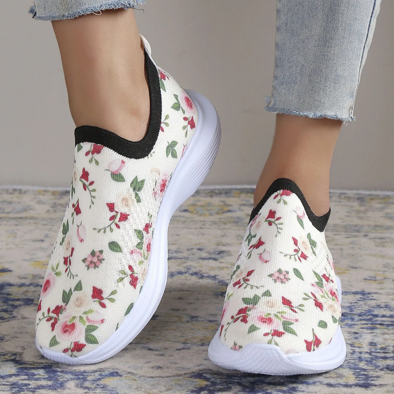 Women Sneakers Shoes Soft Sole Walking Flat Shoes Flat Bottom Floral Shoes Mesh Breathable Wide Leather Tennis Shoes Sport Shoes 
Women Sneakers Shoes Soft Sole Walking Flat Shoes Flat Bottom Floral Shoes Mesh Breathable Wide Leather Tennis Shoes Sport Shoes