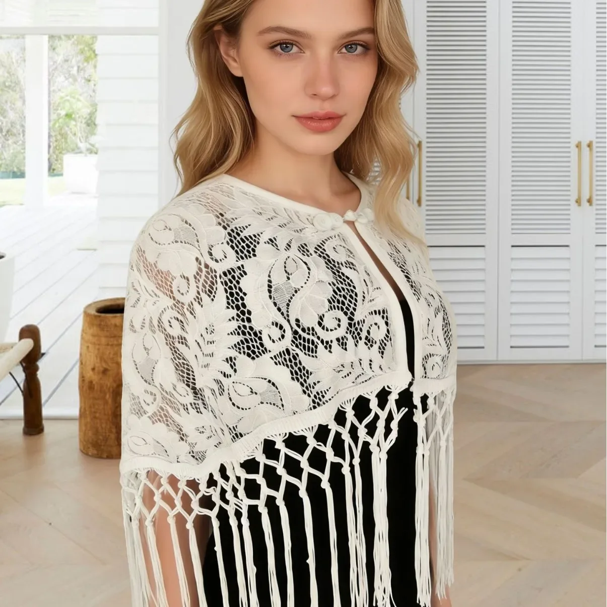white outer shawl fresh summer new thin, vest fringed shawl
white outer shawl fresh summer new thin, vest fringed shawl