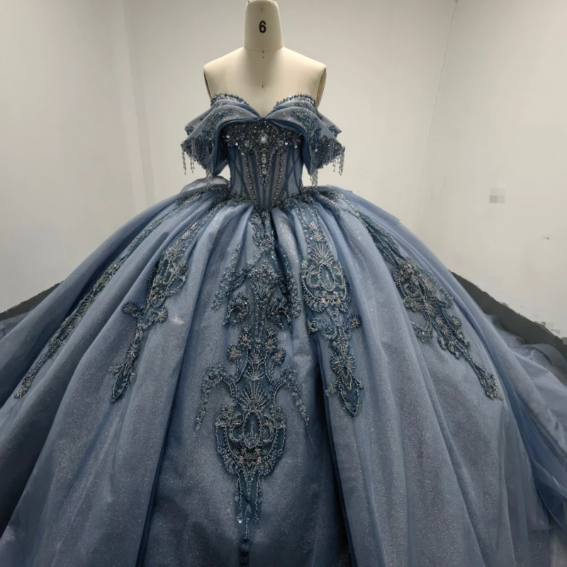 Navy Blue Shiny Quinceanera Dresses Off The Shoulder Sequin Applique Lace Beading Tull Corset Party Birthday Sweet 16 Dress
Navy Blue Shiny Quinceanera Dresses Off The Shoulder Sequin Applique Lace Beading Tull Corset Party Birthday Sweet 16 Dress