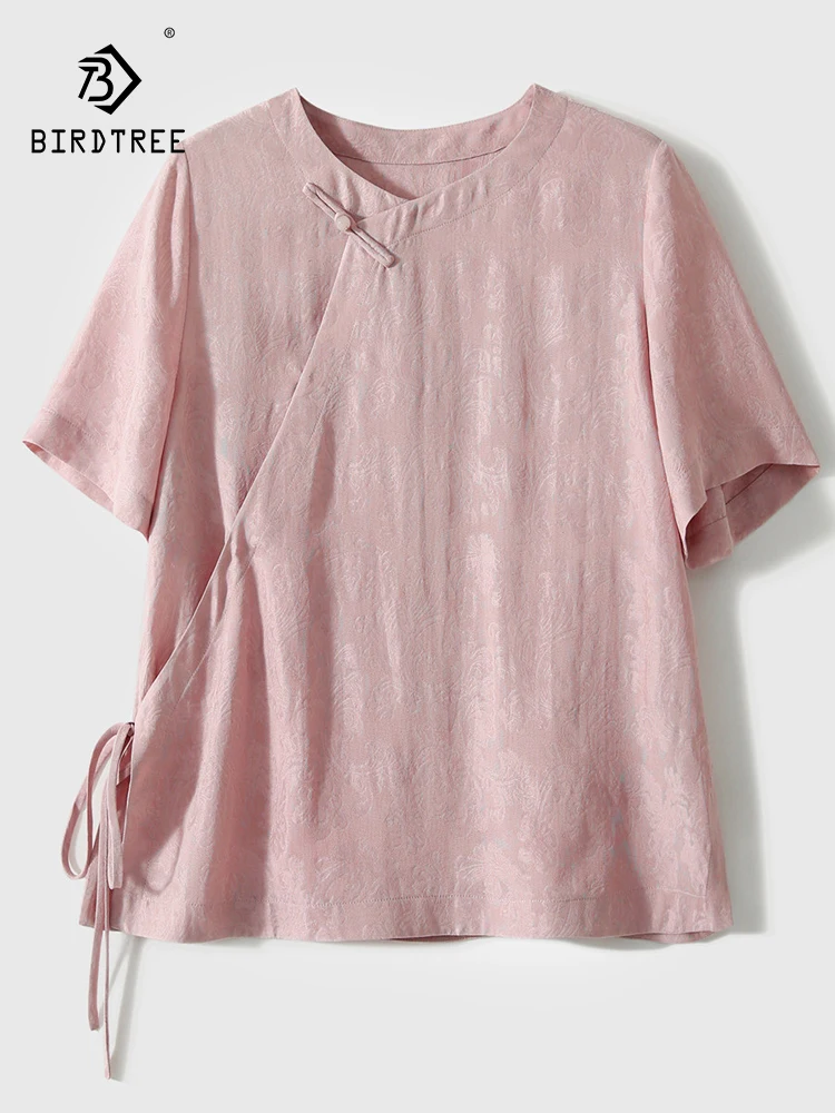 BirdTree-100%Real Silk Elegant Shirt, O Neck Jacquard Lace-up, Women Vintage Temperament Loose Blouse, 2026 Spring New T63274CC
BirdTree-100%Real Silk Elegant Shirt, O Neck Jacquard Lace-up, Women Vintage Temperament Loose Blouse, 2026 Spring New T63274CC
