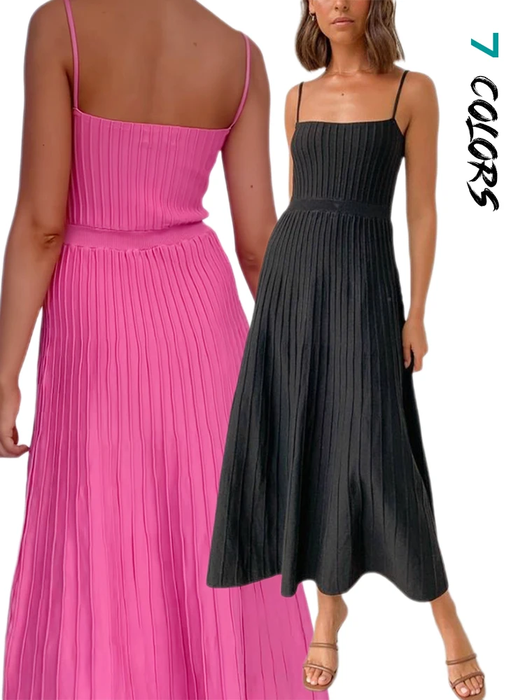 2025 Knit Long Dress Women's Summer Sexy Hollow Out Beach Holiday Sleeveless Halter Dress Solid Slim Maxi Party Casual Dresses
2025 Knit Long Dress Women's Summer Sexy Hollow Out Beach Holiday Sleeveless Halter Dress Solid Slim Maxi Party Casual Dresses