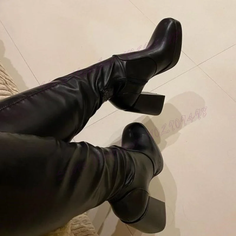 Black Chunky Heels Knee High Boots Platform Round Toe Shoes for Women Matte Leather Sexy Lady Shoes 2024 Zapatos Para Mujere
Black Chunky Heels Knee High Boots Platform Round Toe Shoes for Women Matte Leather Sexy Lady Shoes 2024 Zapatos Para Mujere