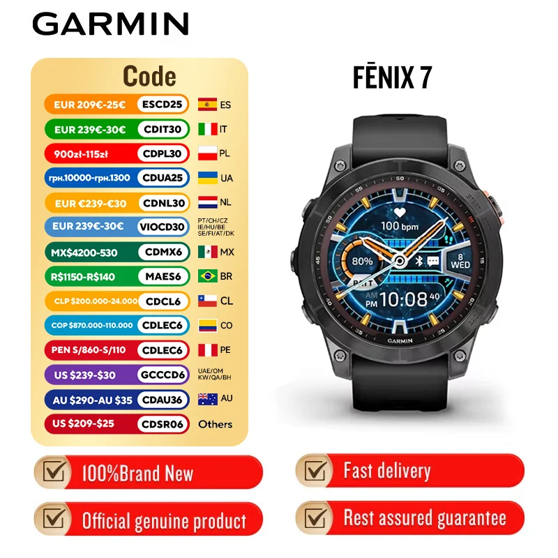 Garmin Fenix 7 Solar DLC Blood Oxygen Heart Rate Dual Frequency GPS Running Walking Snow Skiing Intelligent smartwatch
Garmin Fenix 7 Solar DLC Blood Oxygen Heart Rate Dual Frequency GPS Running Walking Snow Skiing Intelligent smartwatch