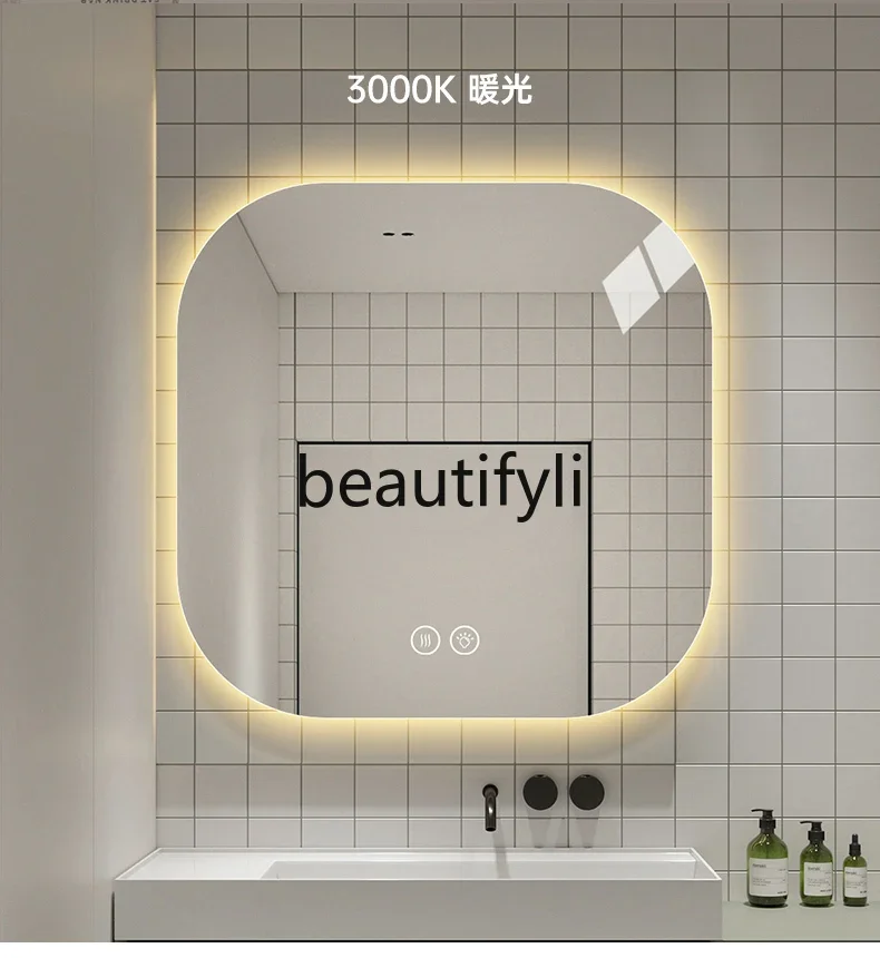 Modern simple smart touch mirror led wall hanging with light square 50 * 50cm
Modern simple smart touch mirror led wall hanging with light square 50 * 50cm