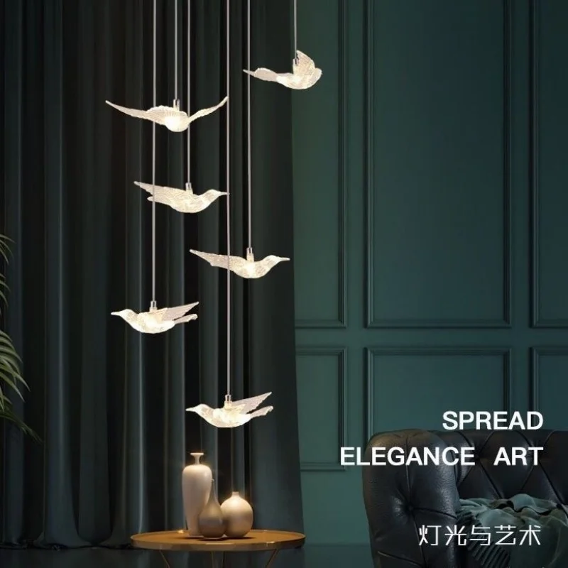 2025 Acrylic Bird-Shaped Long Chandelier Spiral Turn Villa Duplex Staircase Hanging Lamp Indoor Apartment Modern Pendant Light
2025 Acrylic Bird-Shaped Long Chandelier Spiral Turn Villa Duplex Staircase Hanging Lamp Indoor Apartment Modern Pendant Light