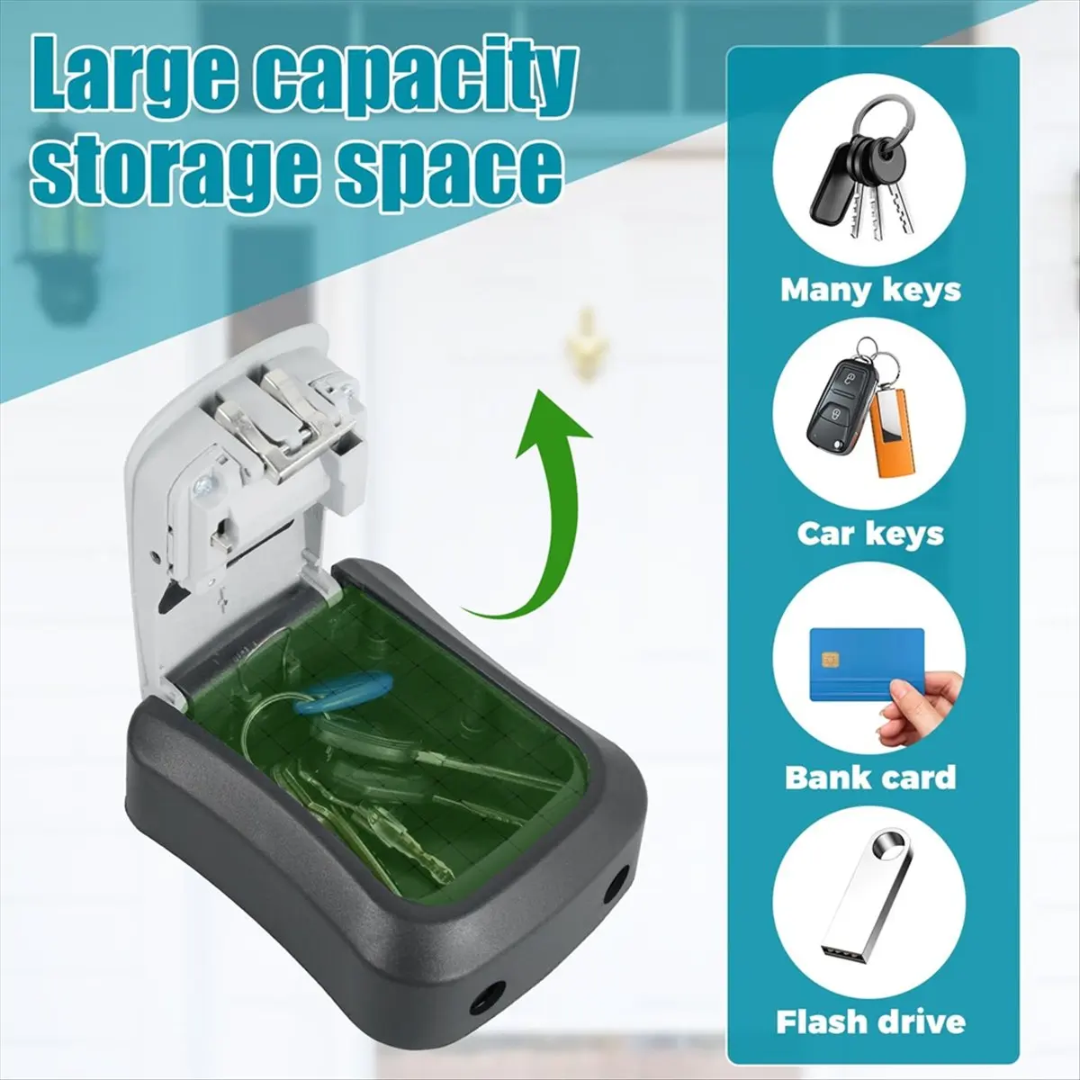 A89X Magnetic Key Box for Under Car, 4 Digit Combination Code Magnetic Key Storage Holder, Magnet Key Lock Case for Hide Key