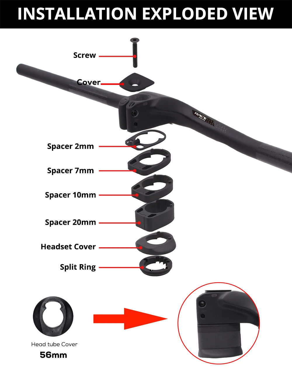 RACE XC MTB Carbon Fiber Internal Cable Handlebar,-30° Manillar Integratedo Cockpit Cross Bike Handlebar With Spacers,70-100mm
RACE XC MTB Carbon Fiber Internal Cable Handlebar,-30° Manillar Integratedo Cockpit Cross Bike Handlebar With Spacers,70-100mm
