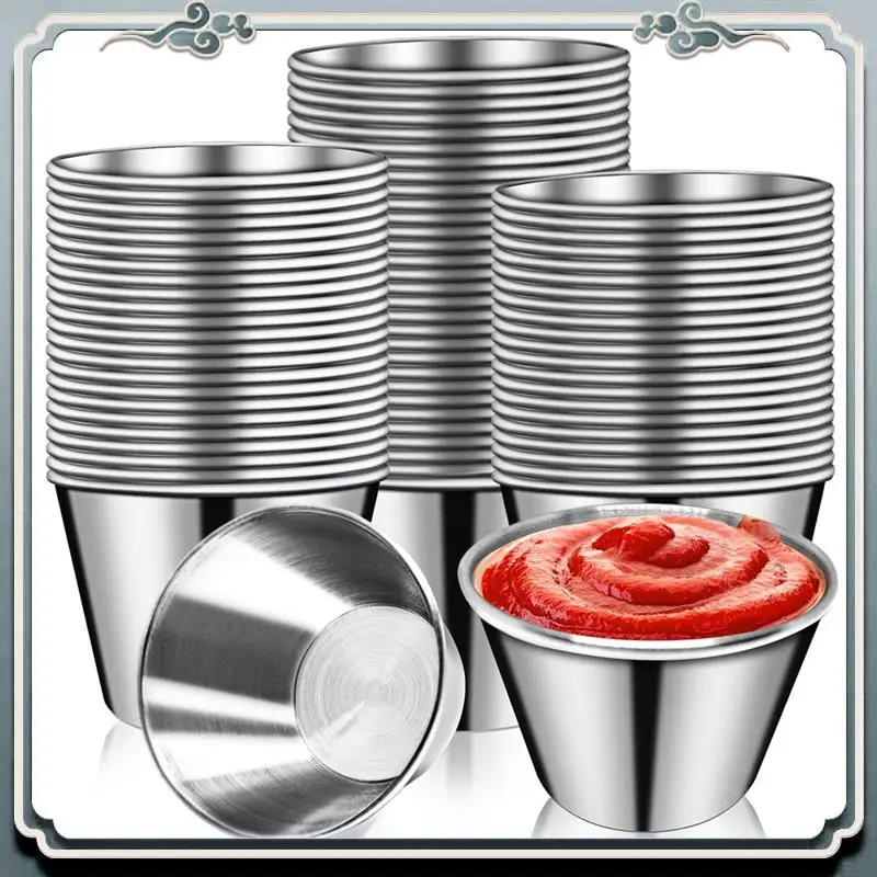 Набор металлических соусниц AC76-50 PCS, 2,5 унции, из нержавеющей стали, серебристые, многоразовые контейнеры для соусов и приправ
Набор металлических соусниц AC76-50 PCS, 2,5 унции, из нержавеющей стали, серебристые, многоразовые контейнеры для соусов и приправ