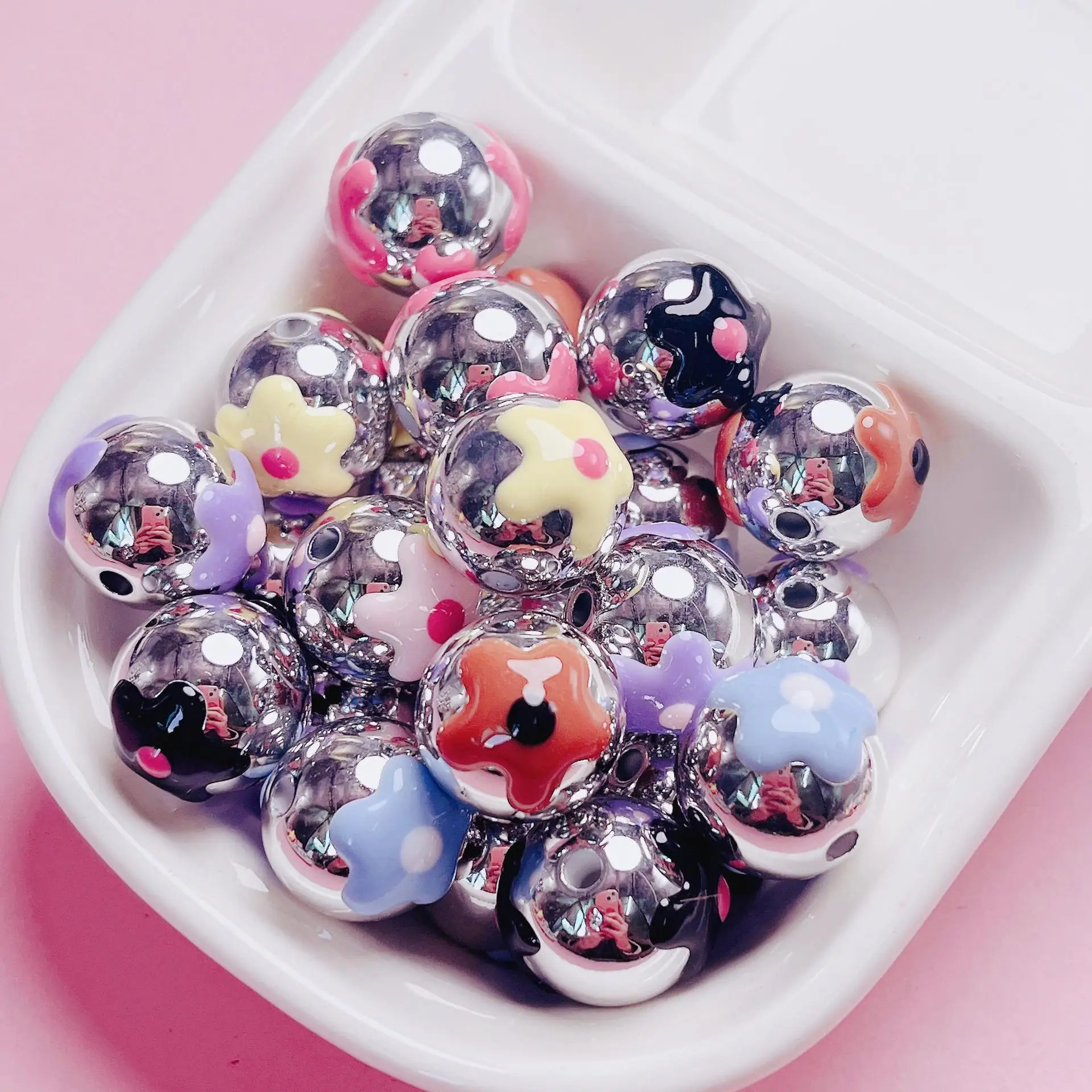 DIY Jewelry Findings Oil Drop Spring Flowers Decorated UV Coated Round Gumball Bubblegum Beads Fit Necklae Bracelet 16mm 60pcs
DIY Jewelry Findings Oil Drop Spring Flowers Decorated UV Coated Round Gumball Bubblegum Beads Fit Necklae Bracelet 16mm 60pcs