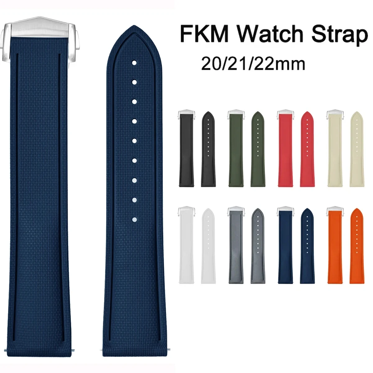 20mm 21mm 22mm Premium Grade Soft FKM Rubber Folding Buckle Watch Strap Perfect Fit Flat End Universal Quick Release Watch Strap
20mm 21mm 22mm Premium Grade Soft FKM Rubber Folding Buckle Watch Strap Perfect Fit Flat End Universal Quick Release Watch Strap
