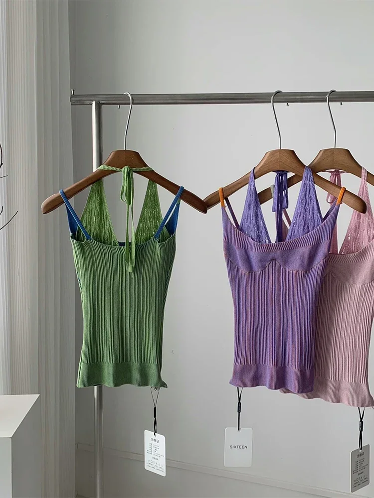 Fashion Bandage Vest Streetwear Casual Off Shoulder Women Simple Solid Knit Crop Top Vintage Summer Basic Sleeveless Camisole
Fashion Bandage Vest Streetwear Casual Off Shoulder Women Simple Solid Knit Crop Top Vintage Summer Basic Sleeveless Camisole
