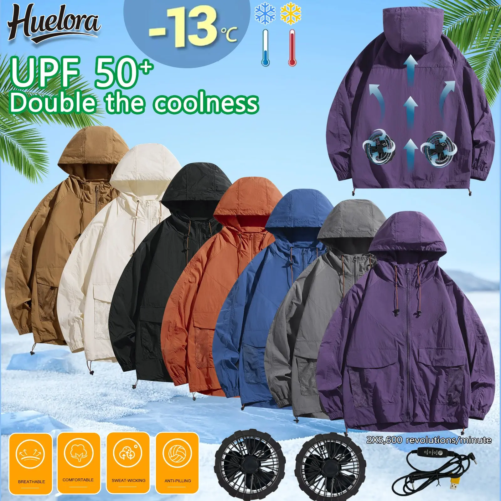 Summer Ice Cool Jacket Men & Women Air Fan Clothing UV Sun Protection Lightweight Outdoor Clothes Windproof Cooling Apparel Coat
Summer Ice Cool Jacket Men & Women Air Fan Clothing UV Sun Protection Lightweight Outdoor Clothes Windproof Cooling Apparel Coat