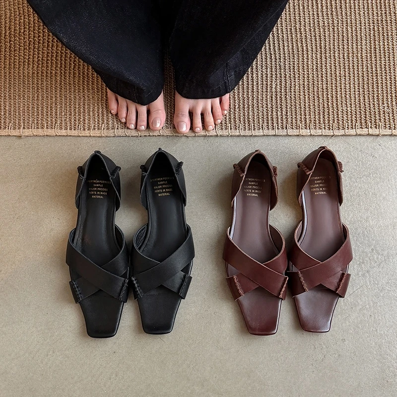 Women's new summer leather cowhide square toe low heel bag with high-end open toe retro fish mouth shoes fashion sandals
Women's new summer leather cowhide square toe low heel bag with high-end open toe retro fish mouth shoes fashion sandals