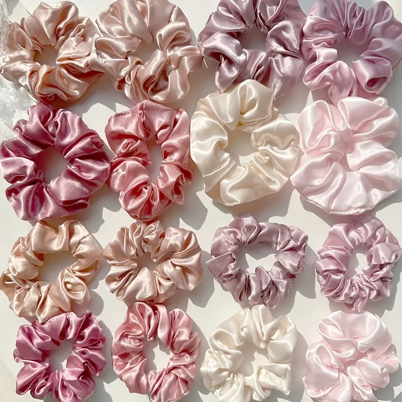 16-piece set of soft satin hair ties in pink and brown colors | suitable for wearing in all settings
16-piece set of soft satin hair ties in pink and brown colors | suitable for wearing in all settings
