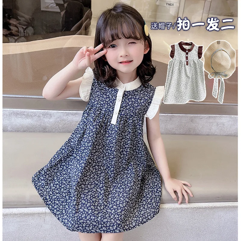 Floral Flying Sleeve Princess Skirt with Hat Summer Dress Flower Girl Dresses Vestidos 7-12y
Floral Flying Sleeve Princess Skirt with Hat Summer Dress Flower Girl Dresses Vestidos 7-12y