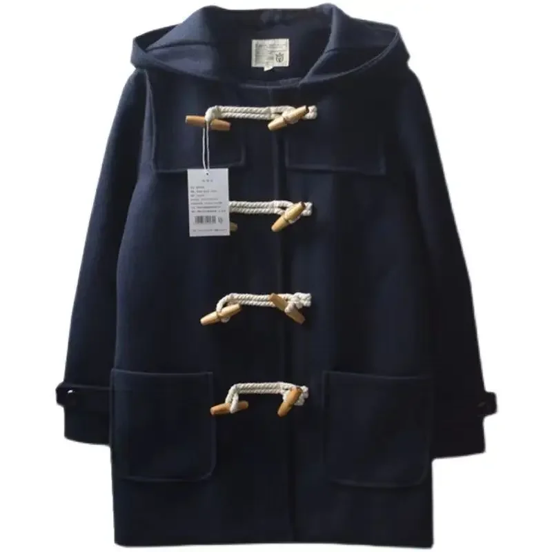 JK Long Coat Spring Woollen Jacket Double Row Horn Buckle Wool Coat Women Long Autumn Clothing Loose Size Hooded Jackets
JK Long Coat Spring Woollen Jacket Double Row Horn Buckle Wool Coat Women Long Autumn Clothing Loose Size Hooded Jackets