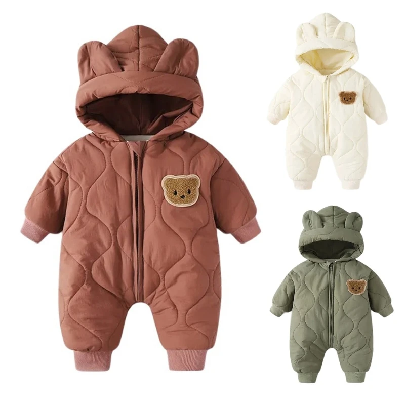 L5YF Thickened Baby Outerwear with Lovely Bear Designing, Comfortable Toddler Hooded Playsuit Warm Romper for Cold Weather
L5YF Thickened Baby Outerwear with Lovely Bear Designing, Comfortable Toddler Hooded Playsuit Warm Romper for Cold Weather