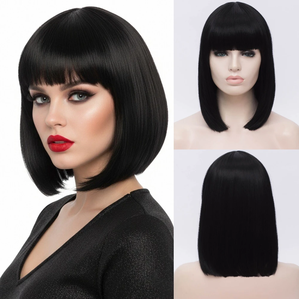 12 Inch Heat Resistant Synthetic Bob Wig with Bangs Women’s Realistic Daily Black Wig
12 Inch Heat Resistant Synthetic Bob Wig with Bangs Women’s Realistic Daily Black Wig