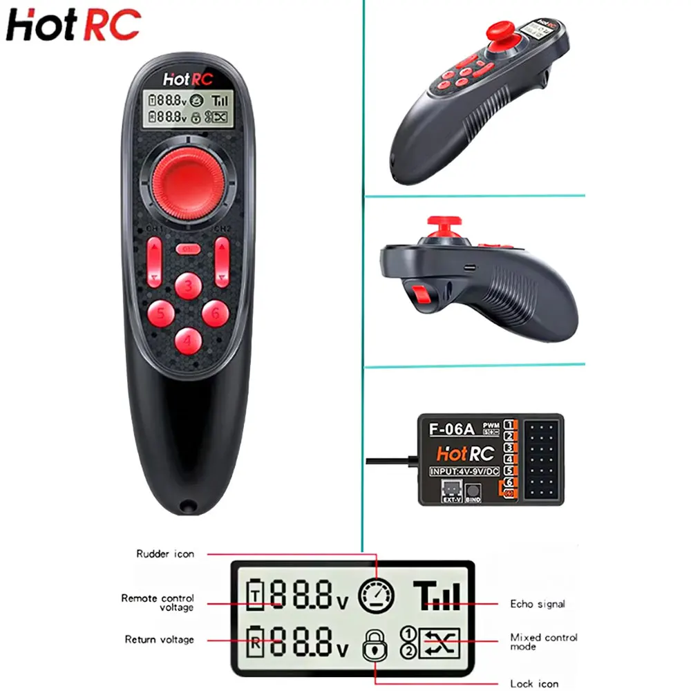 HOTRC New DS600 6CH 2.4GHz Radio Transmitter with F-06A Receiver for RC Car Boat Model
HOTRC New DS600 6CH 2.4GHz Radio Transmitter with F-06A Receiver for RC Car Boat Model