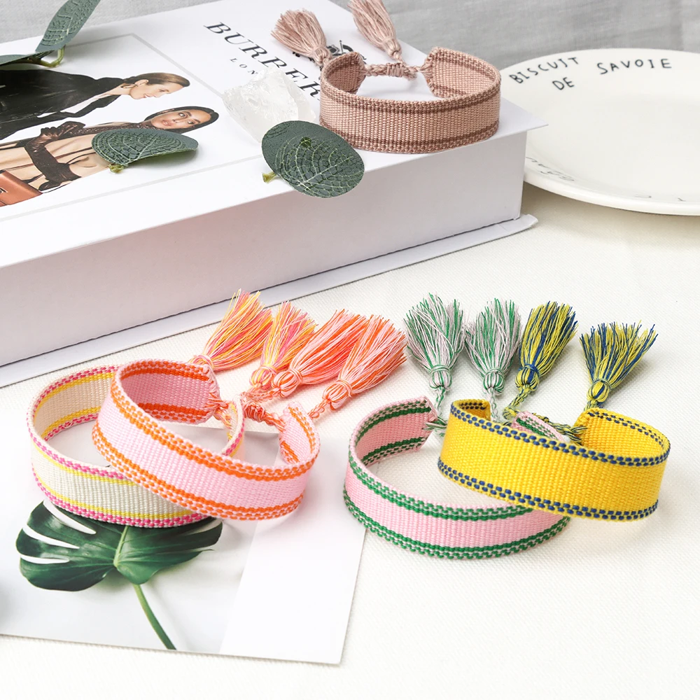 Blank Woven Bracelets with Tassels and No Wording Classic Stacking Jewelry Summer Vibes
Blank Woven Bracelets with Tassels and No Wording Classic Stacking Jewelry Summer Vibes