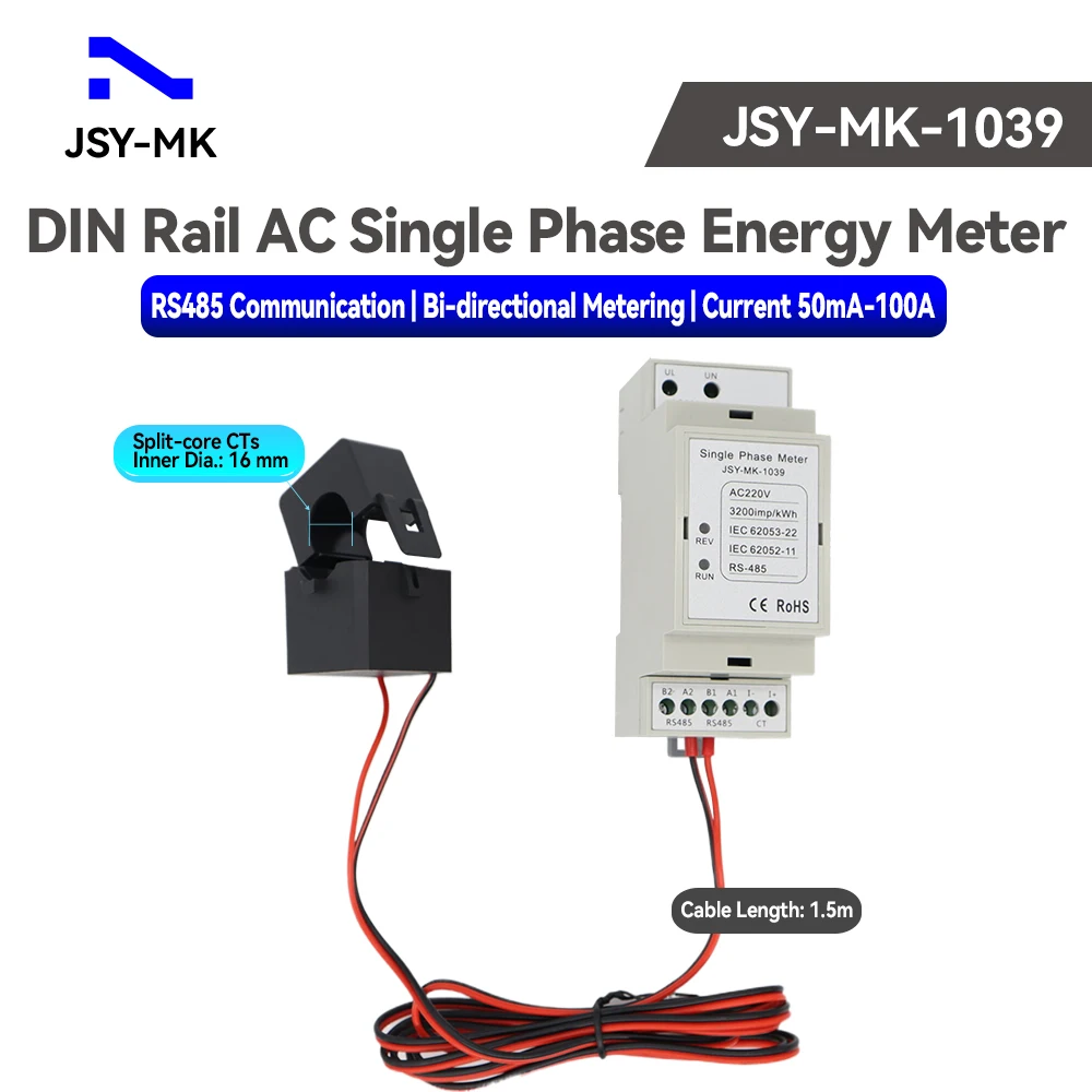 JSY-MK-1039 100A 220V RS485 Двунаправленный однофазный счетчик энергии переменного тока на DIN-рейку
JSY-MK-1039 100A 220V RS485 Двунаправленный однофазный счетчик энергии переменного тока на DIN-рейку