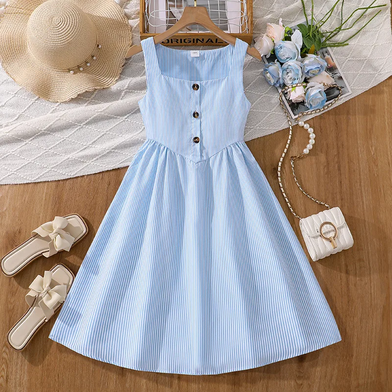 Летнее платье-макси для девочек 2026 года в французском стиле с квадратным вырезом, в полоску, повседневное, для отпуска, с завышенной талией, для роста 130-170 см
Летнее платье-макси для девочек 2026 года в французском стиле с квадратным вырезом, в полоску, повседневное, для отпуска, с завышенной талией, для роста 130-170 см