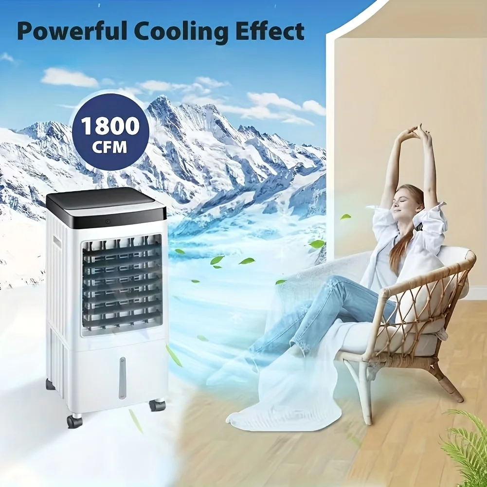 Portable Air Cooler, 1800 CFM Evaporative Cooling Fan, 3in 1 Swamp Cooler with Remote Control & 24H Timer, 2.11gal Large Water Tank, 3 Speed Portable AC, 120° Oscillation, Humidifier, Windowless Cooling AC for Living Room, Bedroom And Office
Portable Air Cooler, 1800 CFM Evaporative Cooling Fan, 3in 1 Swamp Cooler with Remote Control & 24H Timer, 2.11gal Large Water Tank, 3 Speed Portable AC, 120° Oscillation, Humidifier, Windowless Cooling AC for Living Room, Bedroom And Office