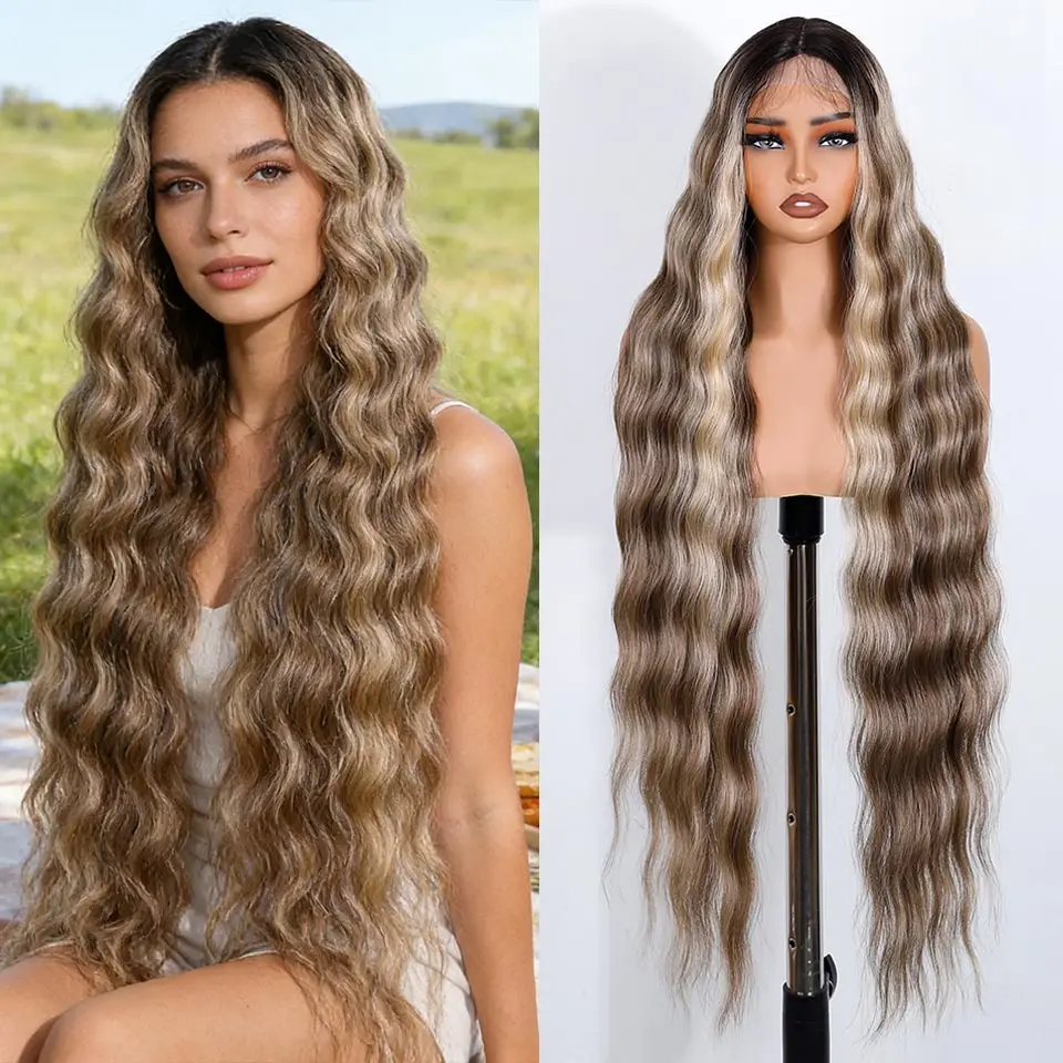 Благородный синтетический парик спереди 36 дюймов, длинный волнистый парик с кружевной частью, волнистый золотой парик для женщин, парик спереди, Ombre Blonde, парик для косплея
Благородный синтетический парик спереди 36 дюймов, длинный волнистый парик с кружевной частью, волнистый золотой парик для женщин, парик спереди, Ombre Blonde, парик для косплея