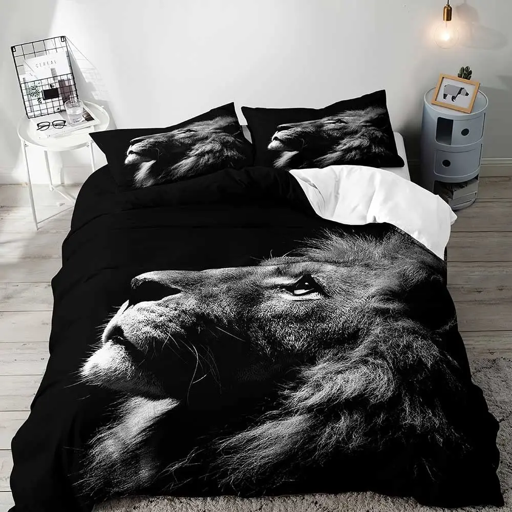 3PCS Lion King & Queen Bedding Set, African Safari Animal Black Bedding, Comforter Cover, Bedroom Decor for Couples Full Size
3PCS Lion King & Queen Bedding Set, African Safari Animal Black Bedding, Comforter Cover, Bedroom Decor for Couples Full Size