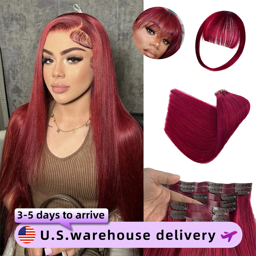 99J Clip in Hair Extensions Burgundy Natural Straight 14 Inch Hair Extensions 100% Real Human Hair 7/10Pcs Dark Red For Women
99J Clip in Hair Extensions Burgundy Natural Straight 14 Inch Hair Extensions 100% Real Human Hair 7/10Pcs Dark Red For Women
