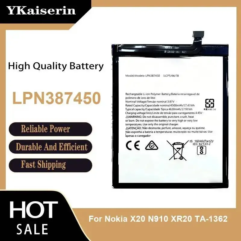 Reliable Replacement For Nokia X20 N910 XR20 TA-1362 LPN387450 4630Mah Mobile Phone Battery High-Performance
Reliable Replacement For Nokia X20 N910 XR20 TA-1362 LPN387450 4630Mah Mobile Phone Battery High-Performance