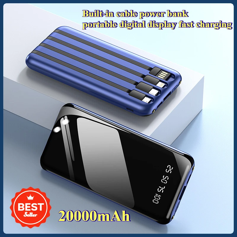 20000mAh Capacity Built-in Line Power Bank Portable Digital Display Fast Charging Mobile Power Source
20000mAh Capacity Built-in Line Power Bank Portable Digital Display Fast Charging Mobile Power Source