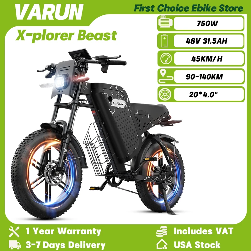 Внедорожный электровелосипед VARUN X-plorer Beast для взрослых, 750 Вт, 48 В, 31,5 Ач, горный электрический велосипед, 20*4,0 дюйма, вездеходный электрический велосипед с толстыми шинами
Внедорожный электровелосипед VARUN X-plorer Beast для взрослых, 750 Вт, 48 В, 31,5 Ач, горный электрический велосипед, 20*4,0 дюйма, вездеходный электрический велосипед с толстыми шинами