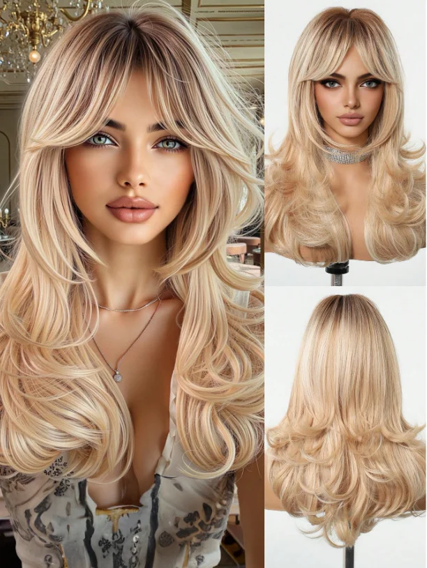 Long Blonde Ombre Synthetic Wig for Women Wavy Hair with Bangs Dark Root Heat Resistant Fiber Daily Use Wig
Long Blonde Ombre Synthetic Wig for Women Wavy Hair with Bangs Dark Root Heat Resistant Fiber Daily Use Wig