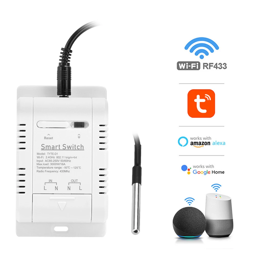 16A 3000W Tuya Smart Temperature Switch Power Monitor with Thermostat Probe Sensor for Fish Tank Compatible Alexa Smart Home
16A 3000W Tuya Smart Temperature Switch Power Monitor with Thermostat Probe Sensor for Fish Tank Compatible Alexa Smart Home