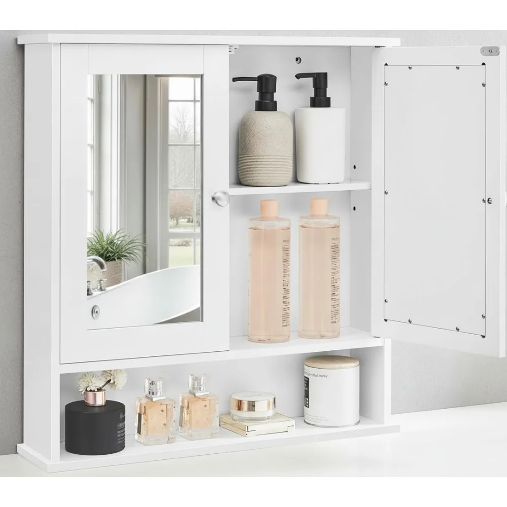Modern Bathroom Cabinet with Mirror, Wall-Mounted Storage with Adjustable Shelf, White Finish for Small Spaces
Modern Bathroom Cabinet with Mirror, Wall-Mounted Storage with Adjustable Shelf, White Finish for Small Spaces