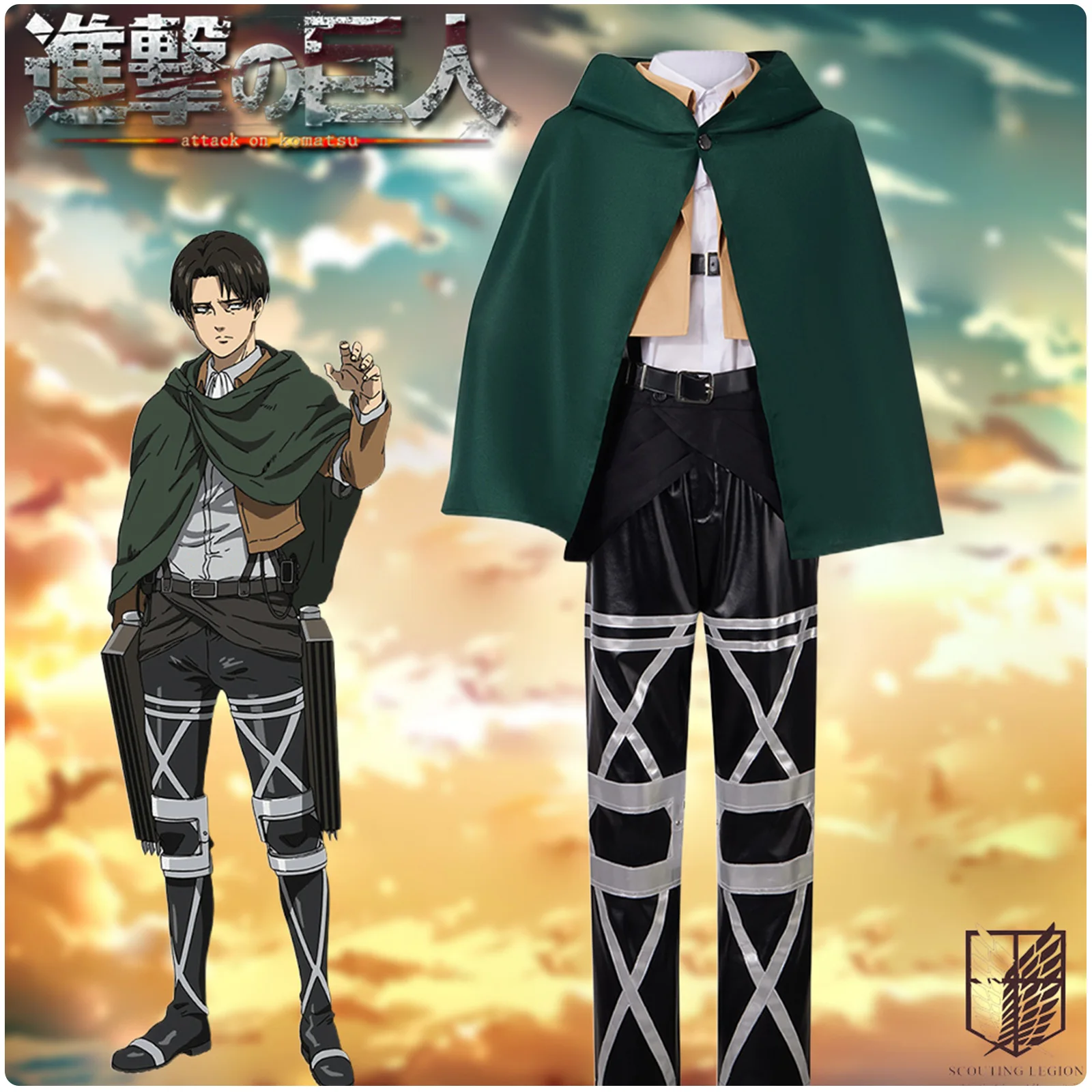 Anime Levi Ackerman Full Set Cosplay Costume Cape Waist Ornament Suit Cloak Cosplay Costume Coat Made
Anime Levi Ackerman Full Set Cosplay Costume Cape Waist Ornament Suit Cloak Cosplay Costume Coat Made